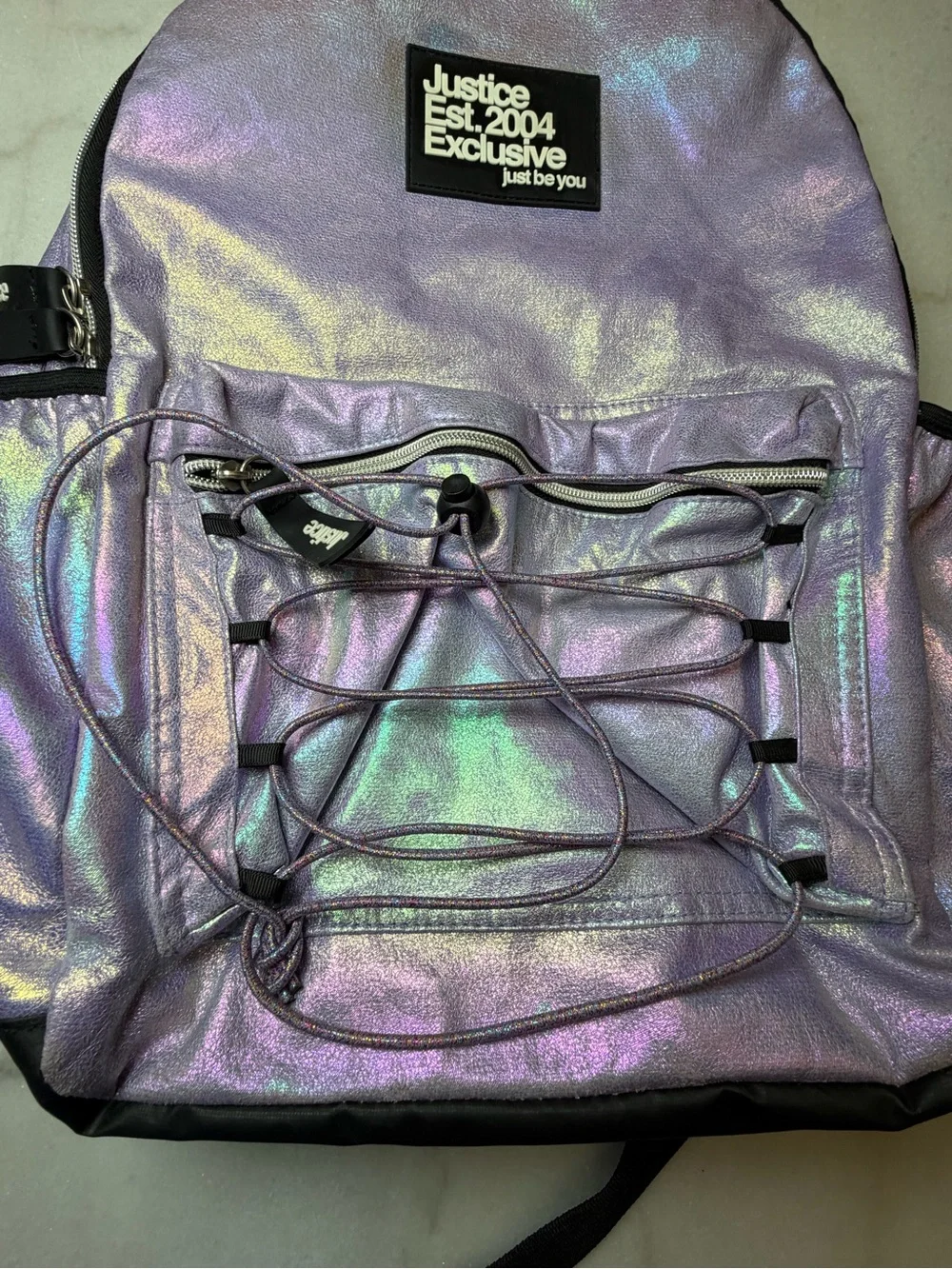Justice Holographic Purple Kids Backpack